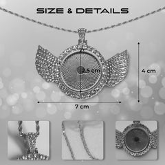 Personalized Silver Spinner Disc Angel Wings Pendant for Men & Women