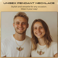 Personalized Gold Spinner Disc Angel Wings Pendant for Men & Women