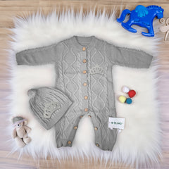 Grey Baby Woolen Romper Girl Crown