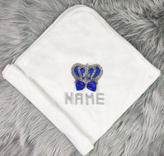 Royal Blue on White Blanket