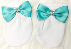 Mint Green  on White Blanket Set