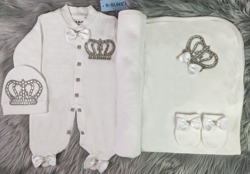White On White Blanket Set (Prince Crown)