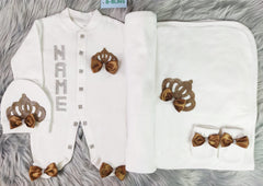 Golden Brown On White Blanket Set